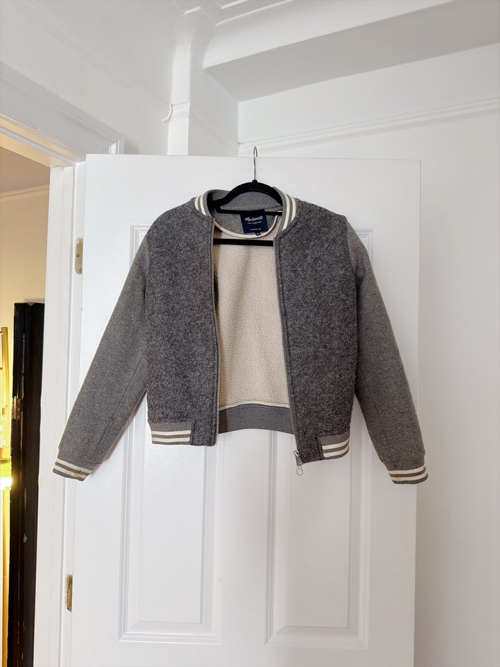Made Grey Bomber Jacket with Contrast Trim